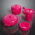Pink Kitchenware Set With Pots Bowls And Mug For Modern Home Use