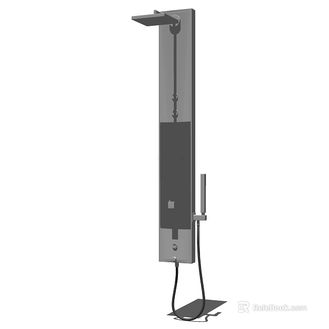 Modern Wall Mounted Shower System With Handheld Spray And Sleek Metal Finish 3d model 