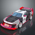 Audi Sporty Race Car With White Black Red Aerodynamic Design And Rear Wing