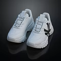 Stylish White Sneakers With Thick Sole And Black Logo Design 3d model