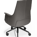 Gray Leather Office Chair with High Back Padded Armrests Swivel Base and Modern Design
