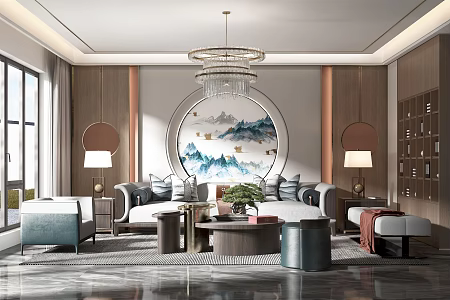 New Chinese Living Room 3d model