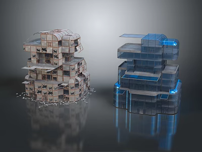 Stacked Multi layered Wooden House Architectural Model Featuring Textured Wooden Structure And Layered Design 3d model