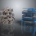 Stacked Multi layered Wooden House Architectural Model Featuring Textured Wooden Structure And Layered Design