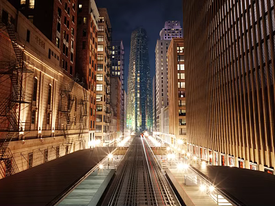 modern railway station building street view 3d model
