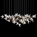 Elegant Modern Chandelier Featuring White Petal Shaped Elements And Illuminated Metal Structure 3d model