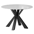 Modern Round Coffee Table With White Glass Top And Black Cross Metal Legs