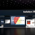 Sotheby's Exhibition Booth With Large Screen Displaying Artworks And Deep Blue Design