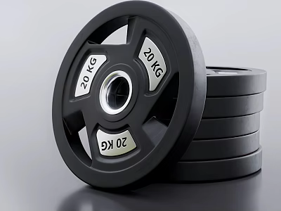 Black 20kg Weight Plates Stacked For Gym Fitness Sports Equipment 3d model