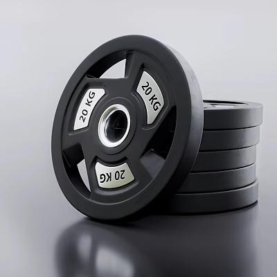Black 20kg Weight Plates Stacked For Gym Fitness Sports Equipment 3d model