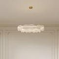 Modern Minimalist White Cloud Shaped Glass Chandelier In Elegant Interior With Decorative Moldings