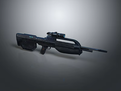 Modern Tactical Rifle With Scope And Black Matte Finish Design 3d model