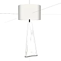 Modern White Table Lamp With Conical Marble Base And Fabric Shade Design