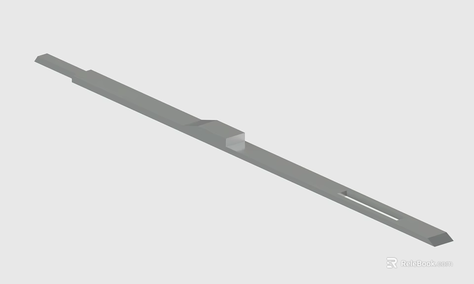 Gray Long Strip Mechanical Part 3D Model With Rectangular Block Design 3d model 