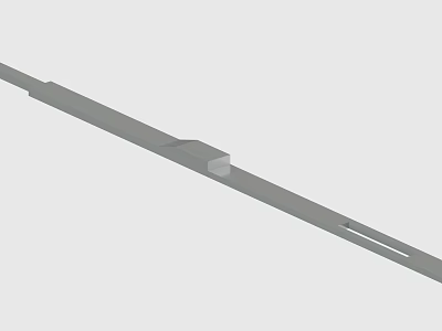 Gray Long Strip Mechanical Part 3D Model With Rectangular Block Design 3d model