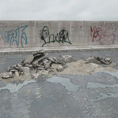 Construction waste gravel pile waste stone 3d model