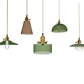 Variety of Vintage Hanging Pendant Lights With Glass And Woven Shades And Brass Fixtures