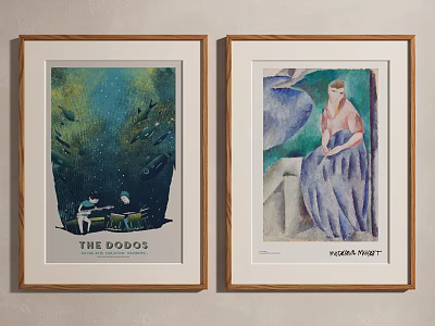 Two Framed Wall Artworks With The Dodos Underwater Scene And Klea Muti Woman Figure 3d model