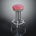 Stylish Contemporary Bar Stool With Pink Padded Seat And Metal Frame Design