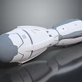 3D Rendering of Futuristic Spacecraft With White Gray Streamlined Design On Reflective Surface
