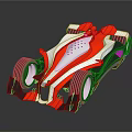 Red and White Streamlined Modern Racing Car with Sleek Design and Aerodynamic Features