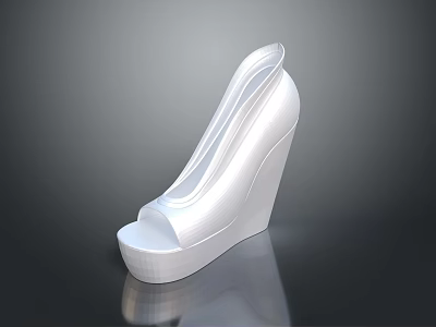 Elegant White Wedge Heel Shoes With Sleek Design And Open Toe 3d model