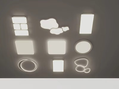 Modern Stylish Ceiling Lights With Square Round And Cloud Shaped Designs For Home Interiors 3d model