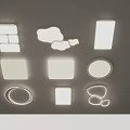 Modern Stylish Ceiling Lights With Square Round And Cloud Shaped Designs For Home Interiors 3d model