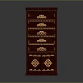 Functional Wooden Storage Cabinet with Multiple Shelves Ornate Carvings and Decorative Doors