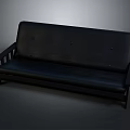 Black Leather Sofa With Button Tufted Design And Wooden Armrests In Modern Style