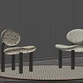 Modern Leisure Chairs With Round Woven Backrest And Dark Wooden Legs On Carpet