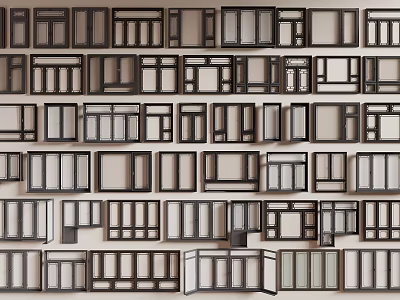 Various Casement Windows With Different Frame Designs And Glass Types 3d model
