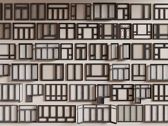 New Chinese style window combination casement window aluminum alloy window floor to ceiling window glass window sliding window 3d model