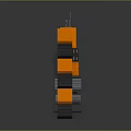 Modern Orange And Black Building Designs With Stacked Architectural Structures 3d model