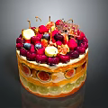 Delicious Fruit Cake Decorated With Fresh Berries Figs Lemon Slices And Layered With Colorful Fruit