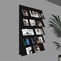 Black Layered Display Shelf With Magazines Green Plant And Light Background 3d model