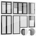 Modern Casement Windows With Glass Blinds Screen And Frame Designs 3d model