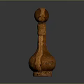 Brown Decorative Bottle With Intricate Carved Design For Home Living Decor