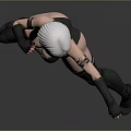 Woman with white short hair wearing black tight fitting sportswear in fighting stance