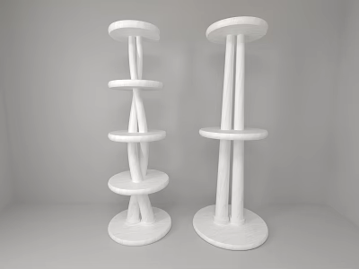 White Multi Tiered Circular Shelf Units With Modern Minimalist Design for Indoor 3d model
