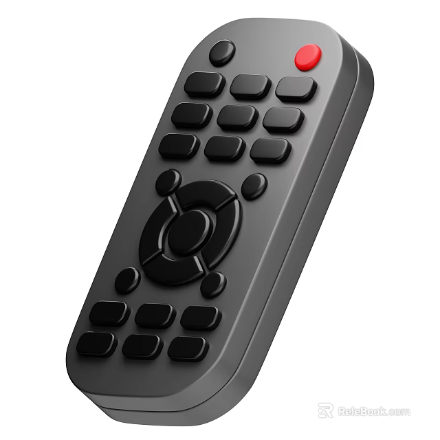 Smart Machine Remote Control Featuring Black Gray Body Multiple Buttons Red Button And Circular Pad 3d model