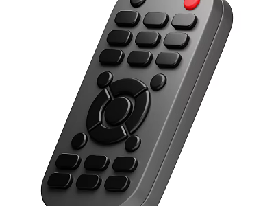 Smart Machine Remote Control Featuring Black Gray Body Multiple Buttons Red Button And Circular Pad 3d model