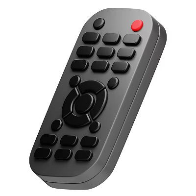 Smart Machine Remote Control Featuring Black Gray Body Multiple Buttons Red Button And Circular Pad 3d model