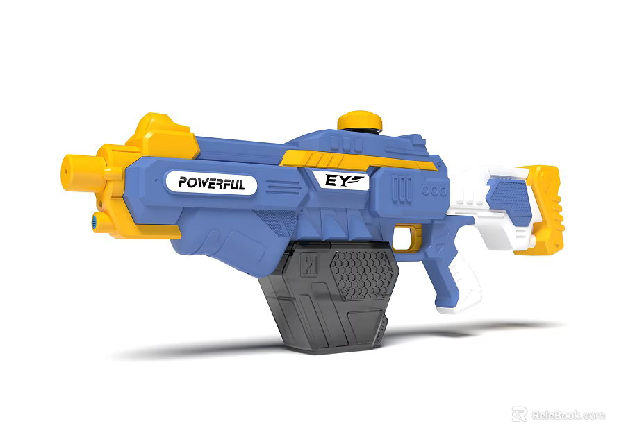 Powerful Electric Toy Water Gun With Blue Yellow White Colors 3d model 