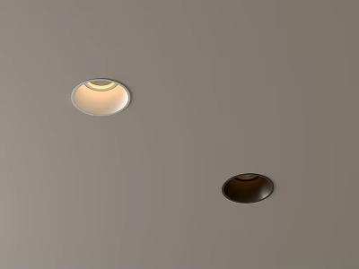Two Recessed Spotlights Mounted on Ceiling One Illuminated One Unlit 3d model