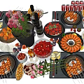 Assorted Grilled Skewers Fresh Fruit Platters Strawberries Blueberries And Cola Cans