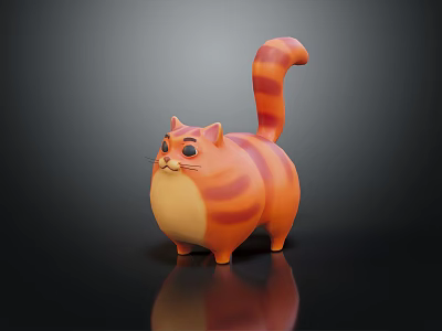 Chubby Orange Striped Cat Game Movie Character 3D Model on Dark Background 3d model