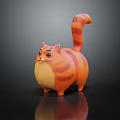 Chubby Orange Striped Cat Game Movie Character 3D Model on Dark Background