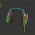 Yellow and Black Electronic Headphones With Wires And Probe Like Device