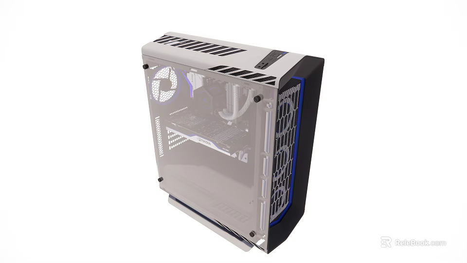 Modern Computer Case With Transparent Side Panel And Cooling Fans Design 3d model 